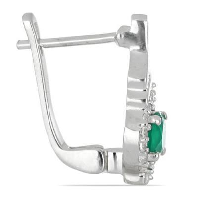 BUY NATURAL GREEN ONYX GEMSTONE HALO STYLISH EARRINGS IN 925 SILVER